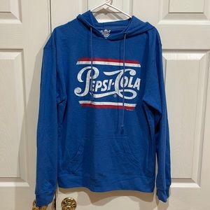 TeeLuv pepsi cola distressed logo size large french terry hooded sweatshirt